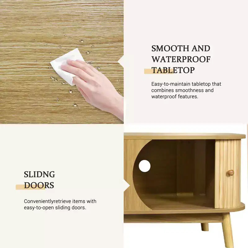 Meuble TV en rotin avec tiroirs pour télévision de 75 pouces, table de rangement TV en bois
