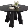 Round Dining Table for 4-6, 47 Wood Kitchen Table with Sturdy Base, Modern Circular Dinner Table, Breakfast Table for Living Room, No Chair