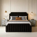 Velvet Bed Frame, 50.2 Tall Headboard & Footboard, Upholstered Platform Queen Bed Frame with Nailhead Trim, No Box Spring Needed