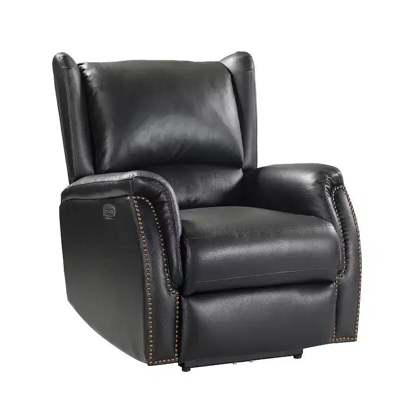 Fauteuil inclinable électrique en cuir véritable avec dossier à oreilles