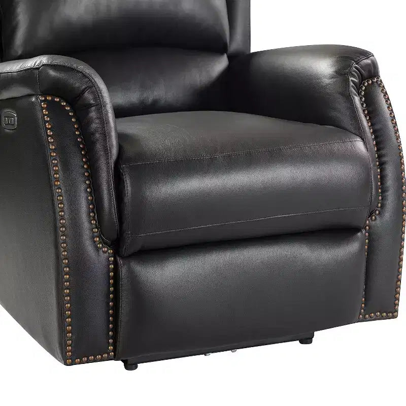 Fauteuil inclinable électrique en cuir véritable avec dossier à oreilles
