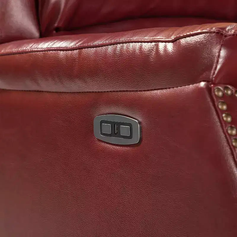 Fauteuil inclinable électrique en cuir véritable avec dossier à oreilles