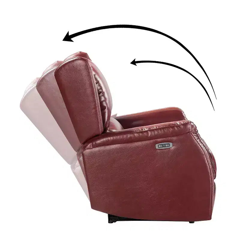 Fauteuil inclinable électrique en cuir véritable avec dossier à oreilles