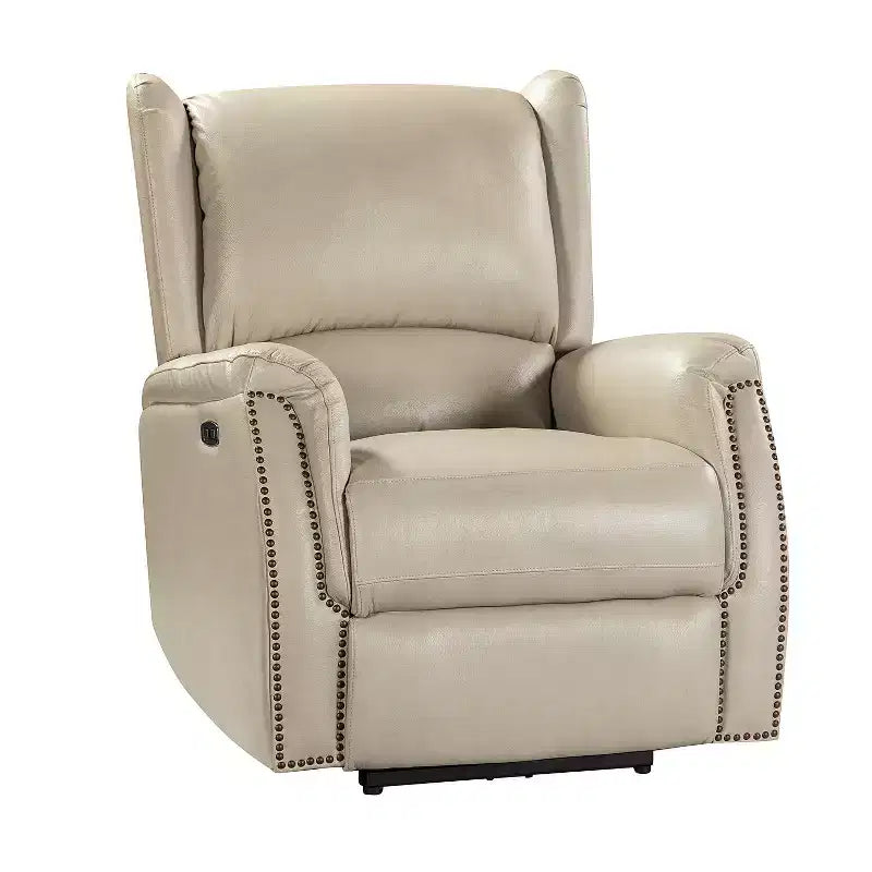 Fauteuil inclinable électrique en cuir véritable avec dossier à oreilles