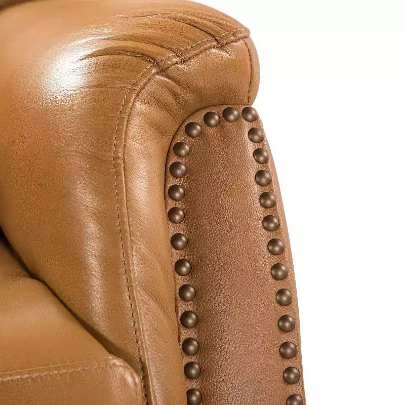 Fauteuil inclinable électrique en cuir véritable avec dossier à oreilles