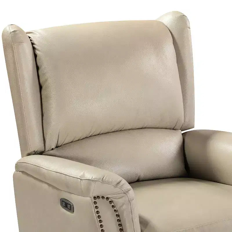 Fauteuil inclinable électrique en cuir véritable avec dossier à oreilles