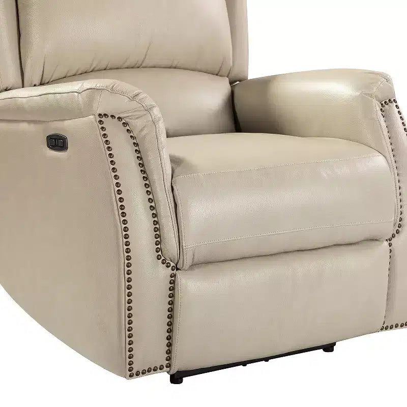 Fauteuil inclinable électrique en cuir véritable avec dossier à oreilles