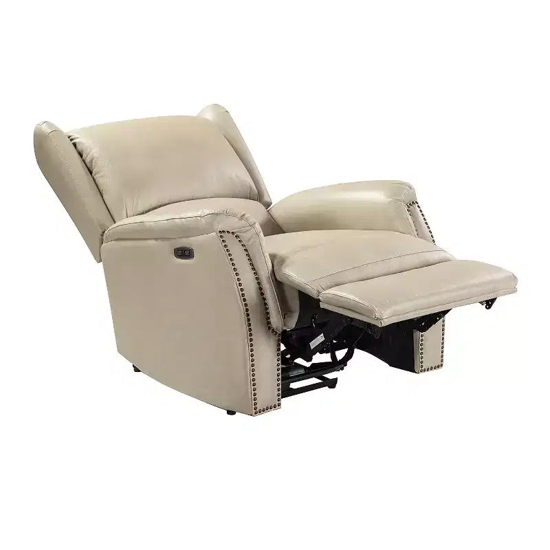 Fauteuil inclinable électrique en cuir véritable avec dossier à oreilles