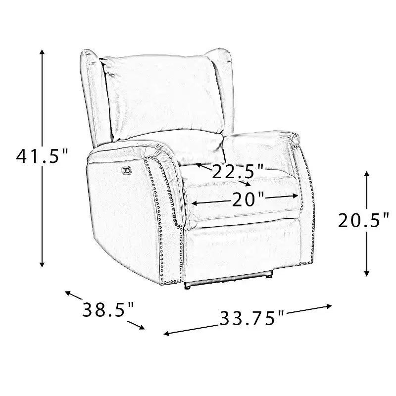 Fauteuil inclinable électrique en cuir véritable avec dossier à oreilles