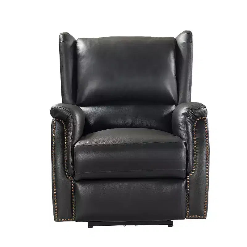 Fauteuil inclinable électrique en cuir véritable avec dossier à oreilles