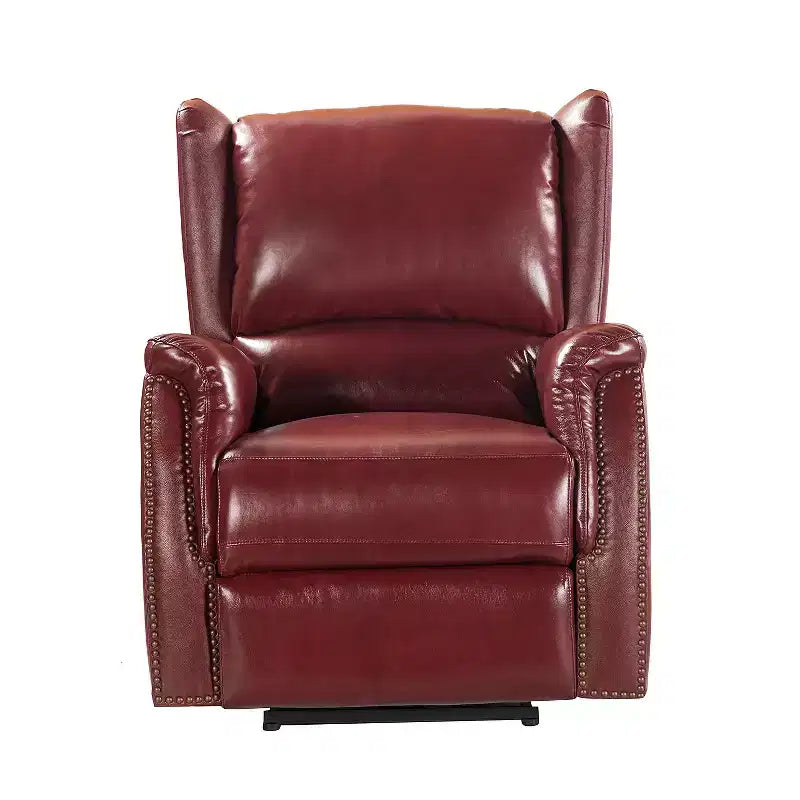 Fauteuil inclinable électrique en cuir véritable avec dossier à oreilles