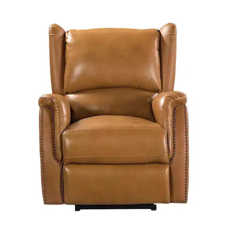 Fauteuil inclinable électrique en cuir véritable avec dossier à oreilles