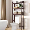 Over Toilet Storage Cabinet 3 Tier Bathroom Organizers with Adjustable Shelf 4 Hooks Space Saving Shelf Rack for Bathrooms