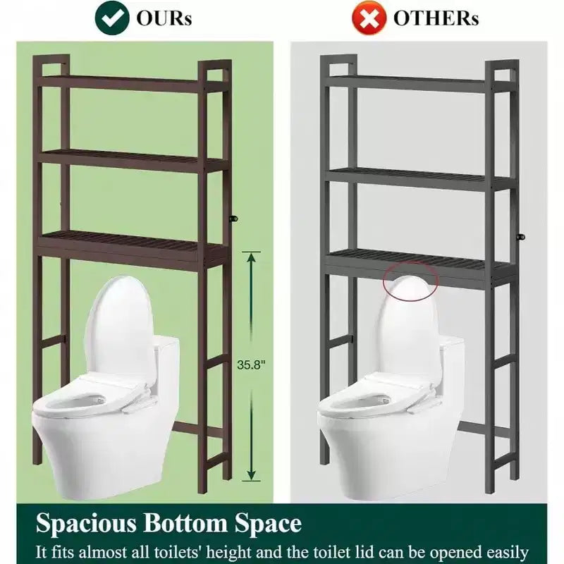 Meuble de rangement sur toilettes à 3 niveaux avec étagère réglable
