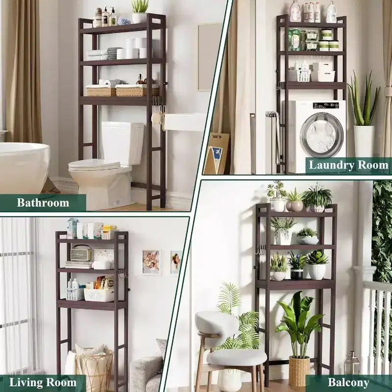 Meuble de rangement sur toilettes à 3 niveaux avec étagère réglable