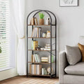 5 - Tier Bookshelf Arched Display Racks Wood and Metal Tall Bookshelf Industrial Home Office Living Room Bedroom Bathroom