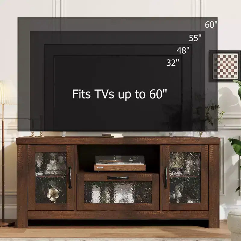 Meuble TV de ferme pour téléviseur de 55 pouces et plus, console média en bois MDF