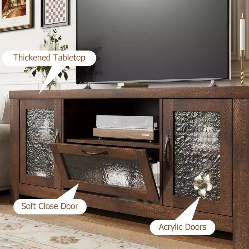Meuble TV de ferme pour téléviseur de 55 pouces et plus, console média en bois MDF