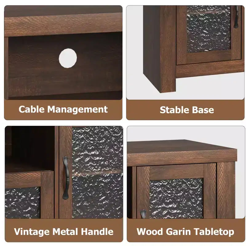 Meuble TV de ferme pour téléviseur de 55 pouces et plus, console média en bois MDF