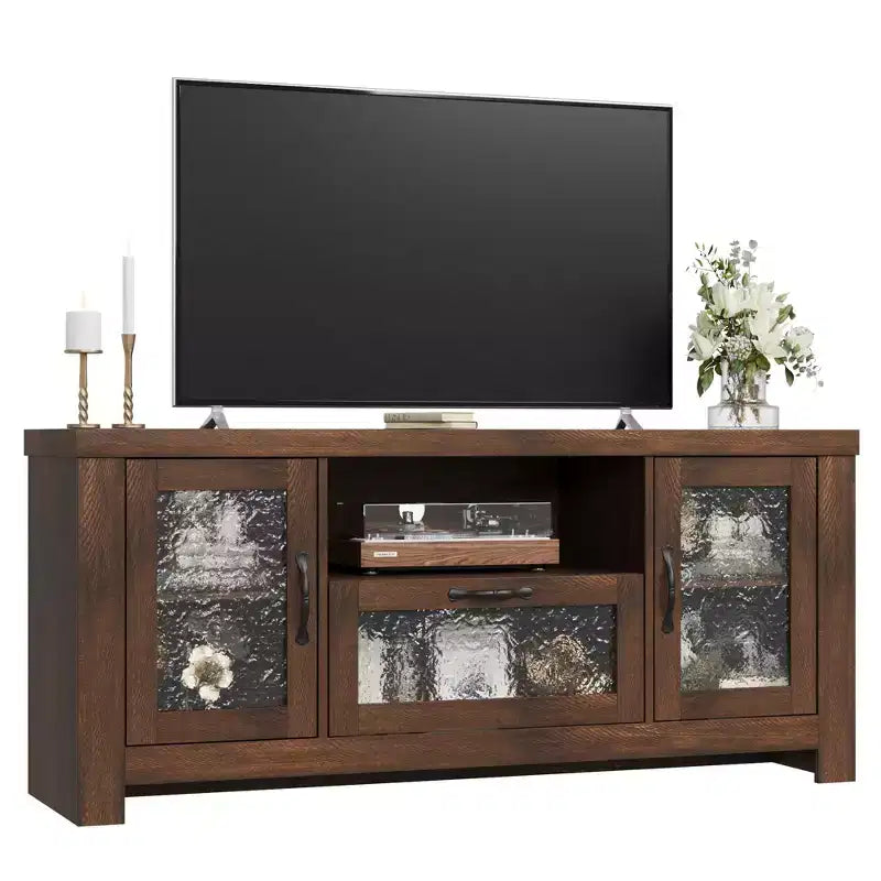Meuble TV de ferme pour téléviseur de 55 pouces et plus, console média en bois MDF