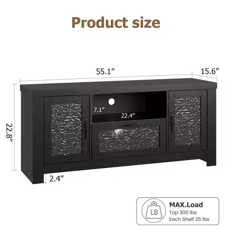 Meuble TV de ferme pour téléviseur de 55 pouces et plus, console média en bois MDF