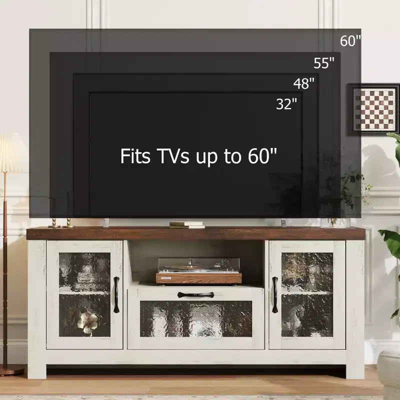 Meuble TV de ferme pour téléviseur de 55 pouces et plus, console média en bois MDF