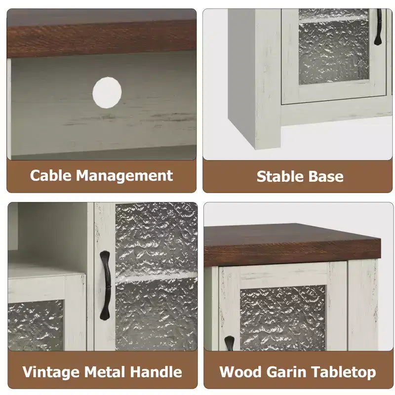 Meuble TV de ferme pour téléviseur de 55 pouces et plus, console média en bois MDF