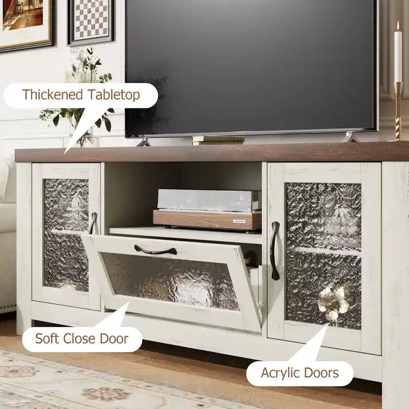 Meuble TV de ferme pour téléviseur de 55 pouces et plus, console média en bois MDF