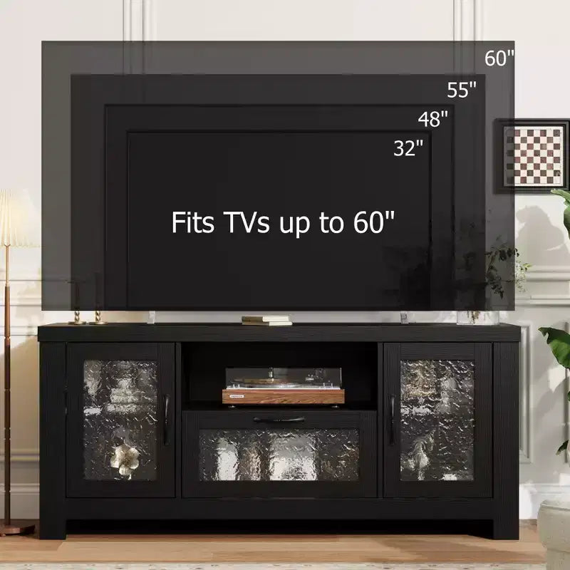 Meuble TV de ferme pour téléviseur de 55 pouces et plus, console média en bois MDF