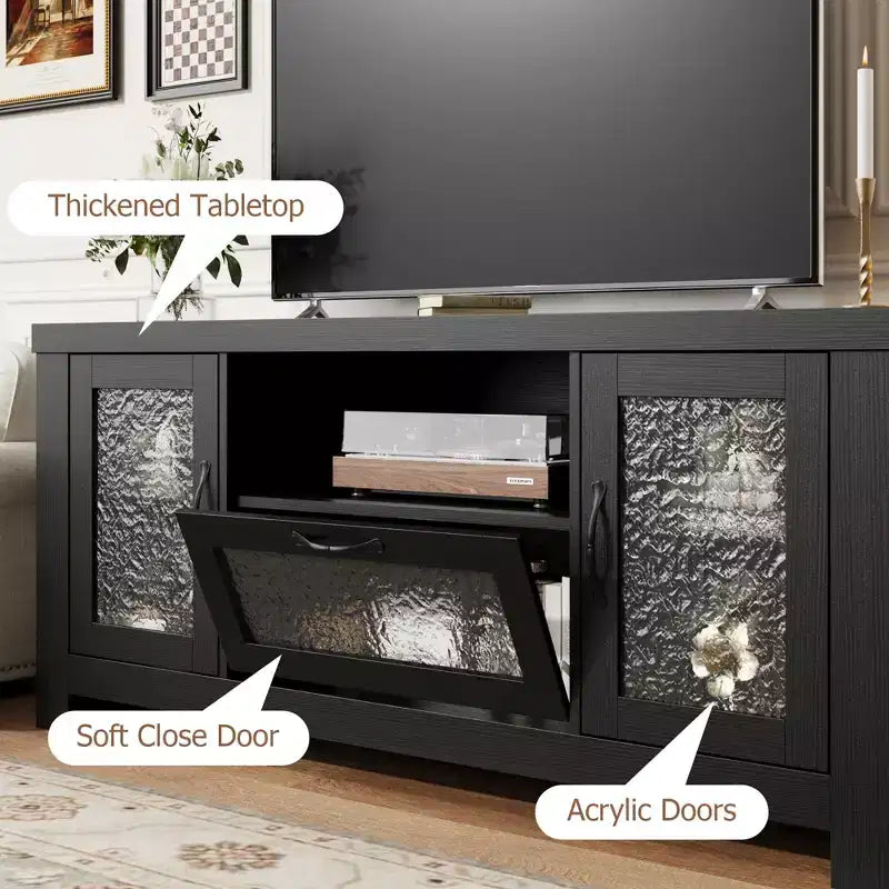 Meuble TV de ferme pour téléviseur de 55 pouces et plus, console média en bois MDF