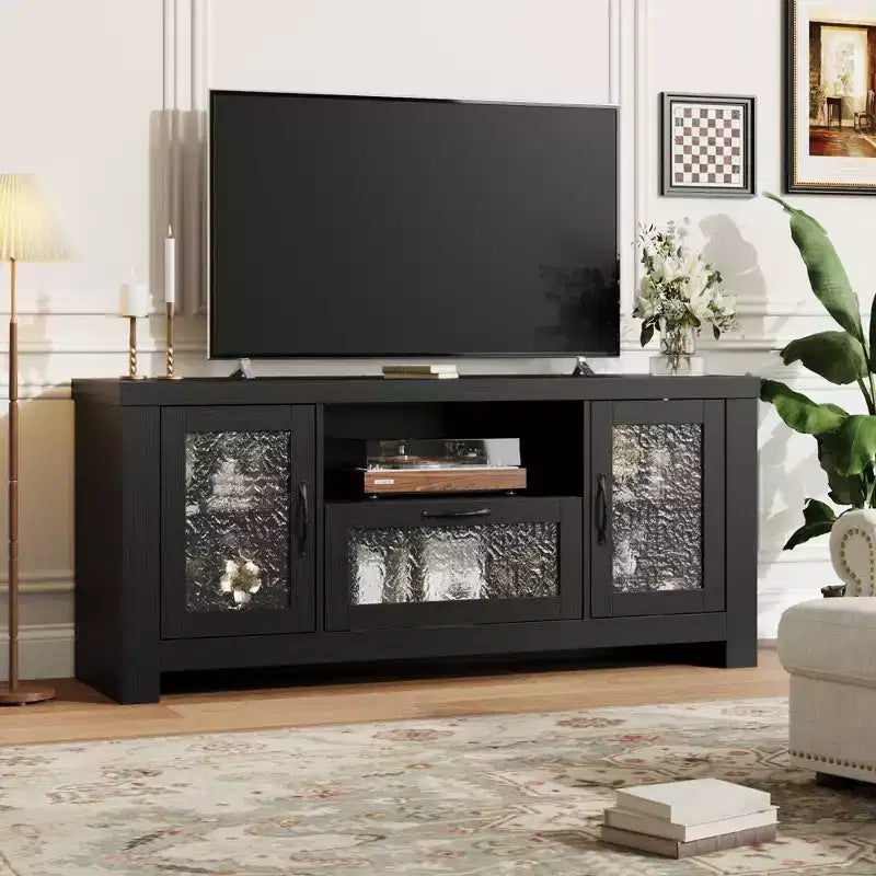Meuble TV de ferme pour téléviseur de 55 pouces et plus, console média en bois MDF