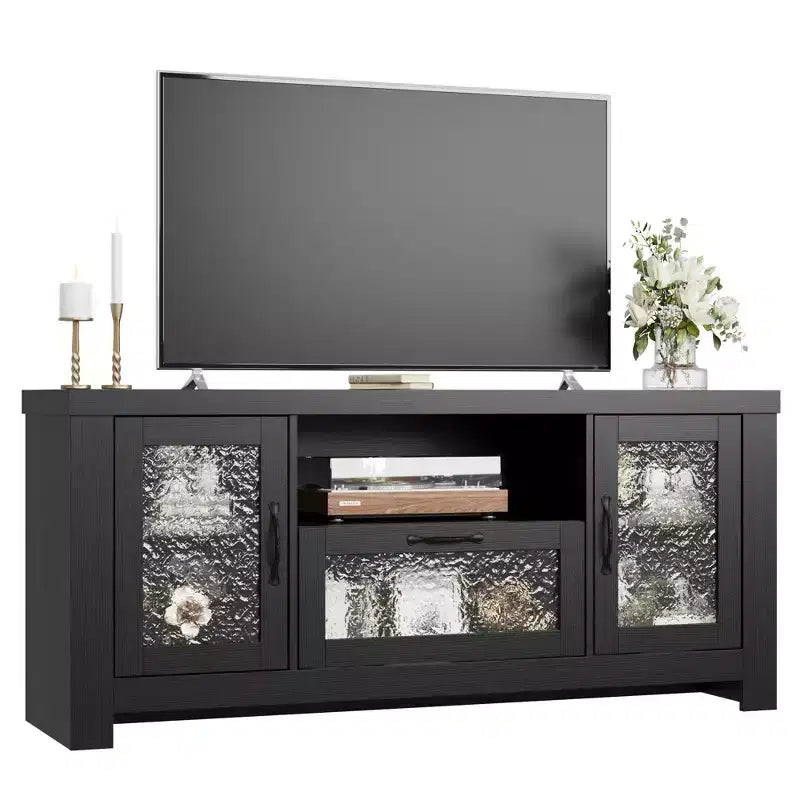 Meuble TV de ferme pour téléviseur de 55 pouces et plus, console média en bois MDF