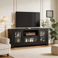Farmhouse TV Stand for 55+ Inch TV, MDF Wood Media Console, Freestanding Entertainment Center for Living Room