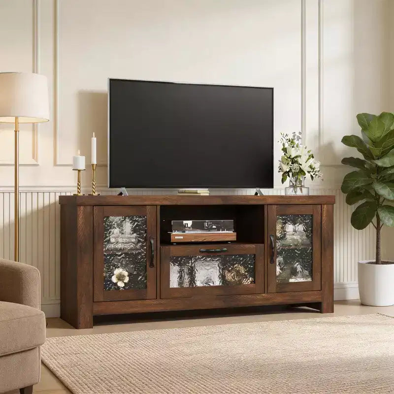 Meuble TV de ferme pour téléviseur de 55 pouces et plus, console média en bois MDF