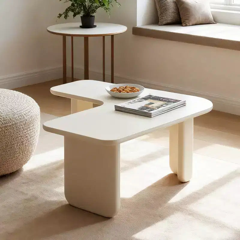 Table basse moderne en forme de L, table d'appoint élégante pour canapé