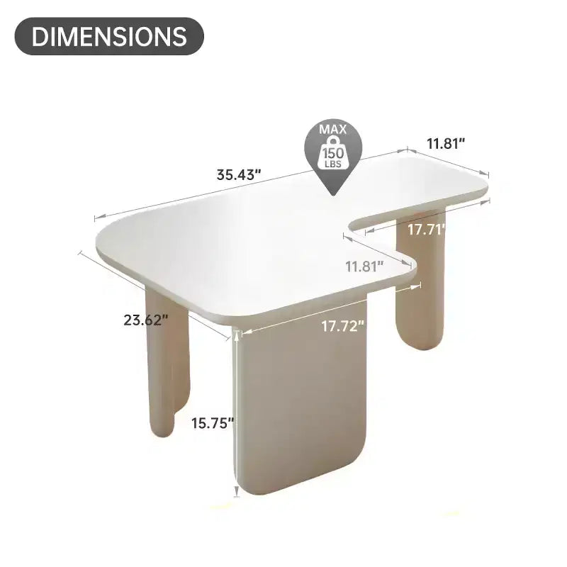 Table basse moderne en forme de L, table d'appoint élégante pour canapé