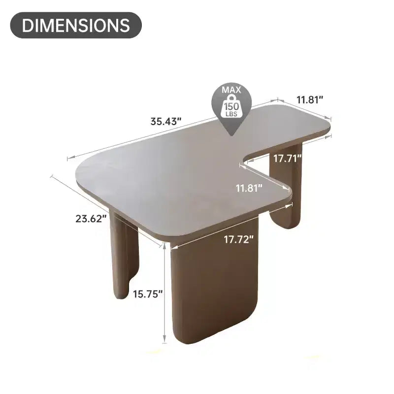 Table basse moderne en forme de L, table d'appoint élégante pour canapé