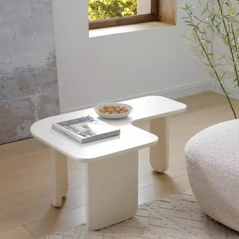 Table basse moderne en forme de L, table d'appoint élégante pour canapé
