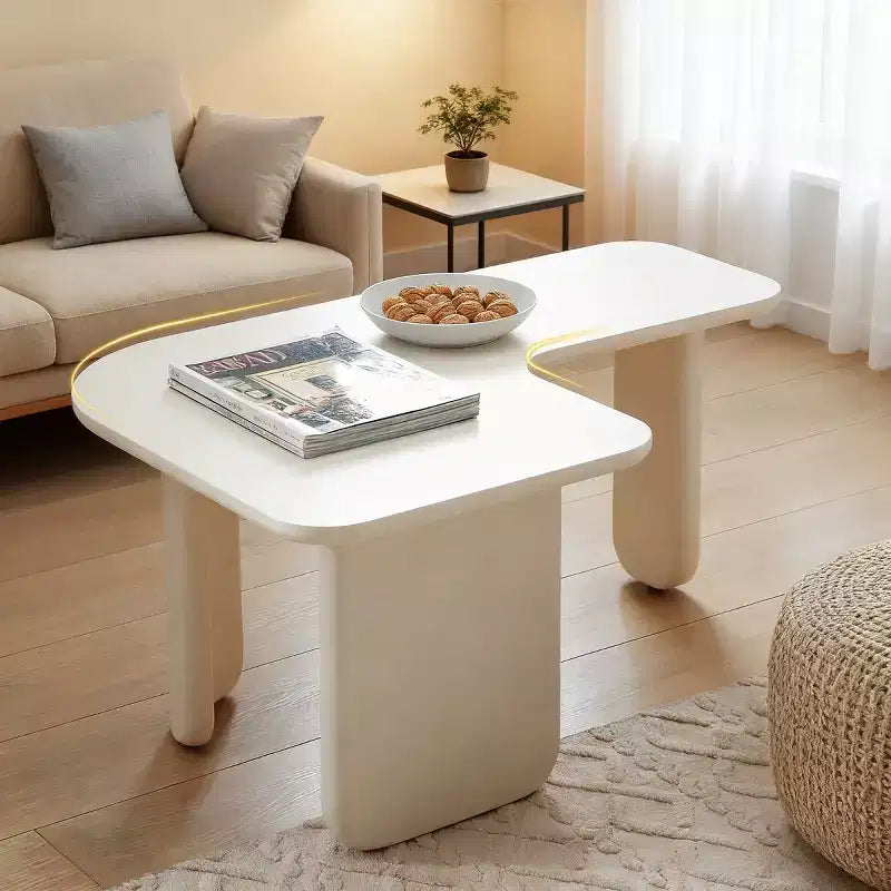 Table basse moderne en forme de L, table d'appoint élégante pour canapé