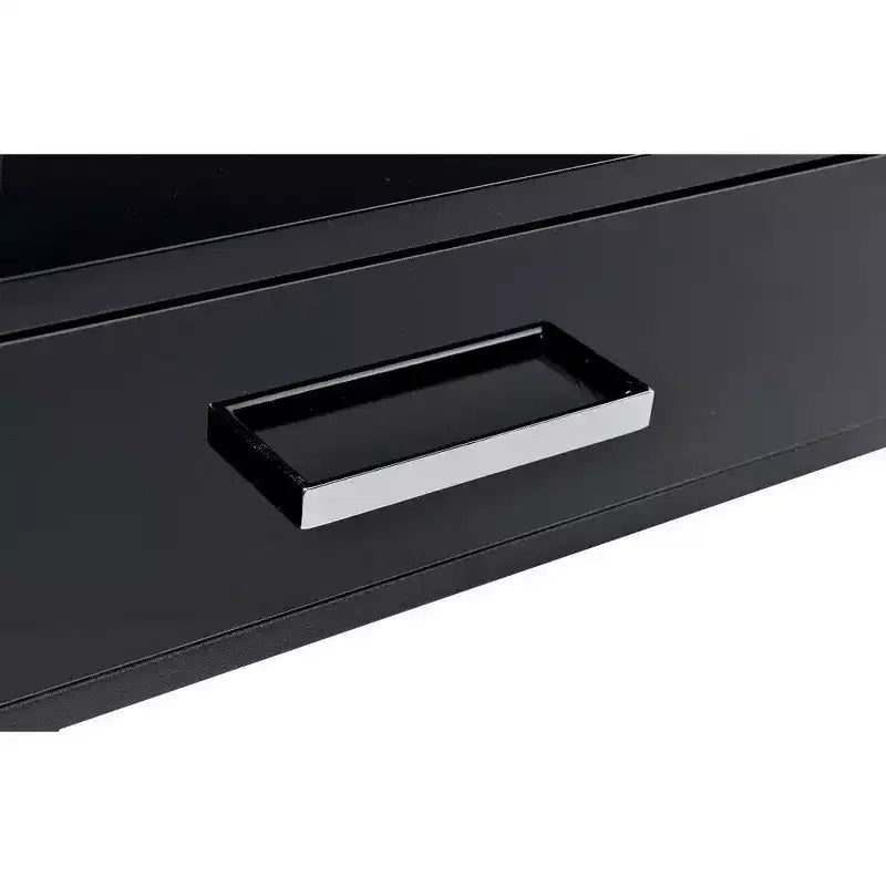 Bureau avec 2 tiroirs et pieds en métal, noir et chrome