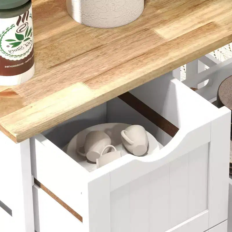 Dessertes de cuisine avec plateau en bois et étagères de rangement pour la salle à manger ou la cuisine