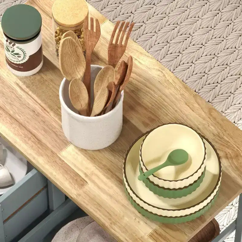 Dessertes de cuisine avec plateau en bois et étagères de rangement pour la salle à manger ou la cuisine