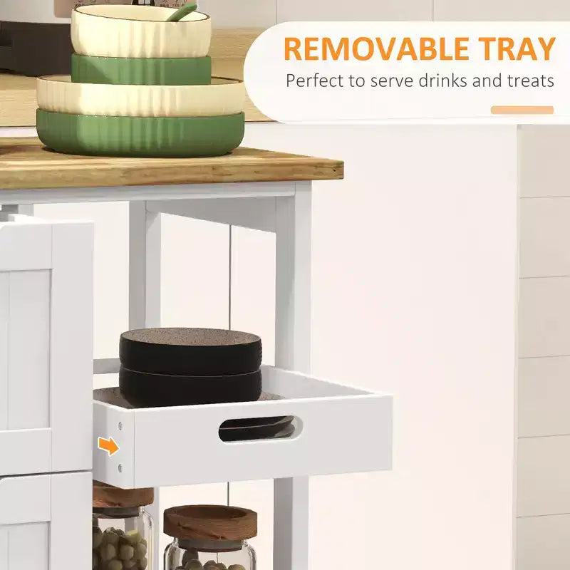 Dessertes de cuisine avec plateau en bois et étagères de rangement pour la salle à manger ou la cuisine