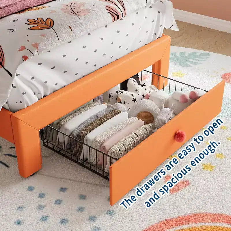 Cadre de lit simple avec lumières LED et tête de lit en velours touffeté de cristaux
