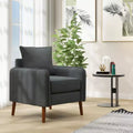 Fauteuil d'appoint moderne rembourré du milieu du siècle avec pieds en bois d'hévéa gris