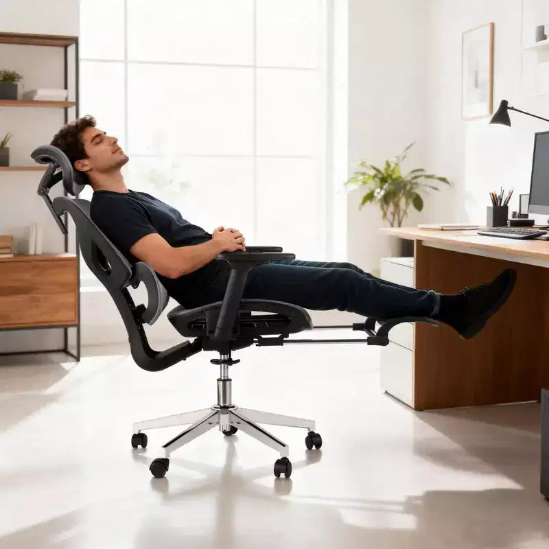 Chaise de bureau ergonomique en maille avec accoudoirs 4D et support lombaire