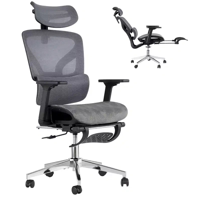 Chaise de bureau ergonomique en maille avec accoudoirs 4D et support lombaire