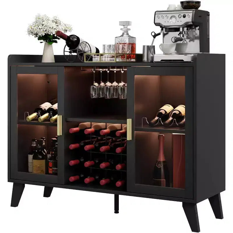 Meuble Bar à Vin, Meuble de Rangement Autonome pour Bouteilles d'Alcool avec Étagères de Rangement