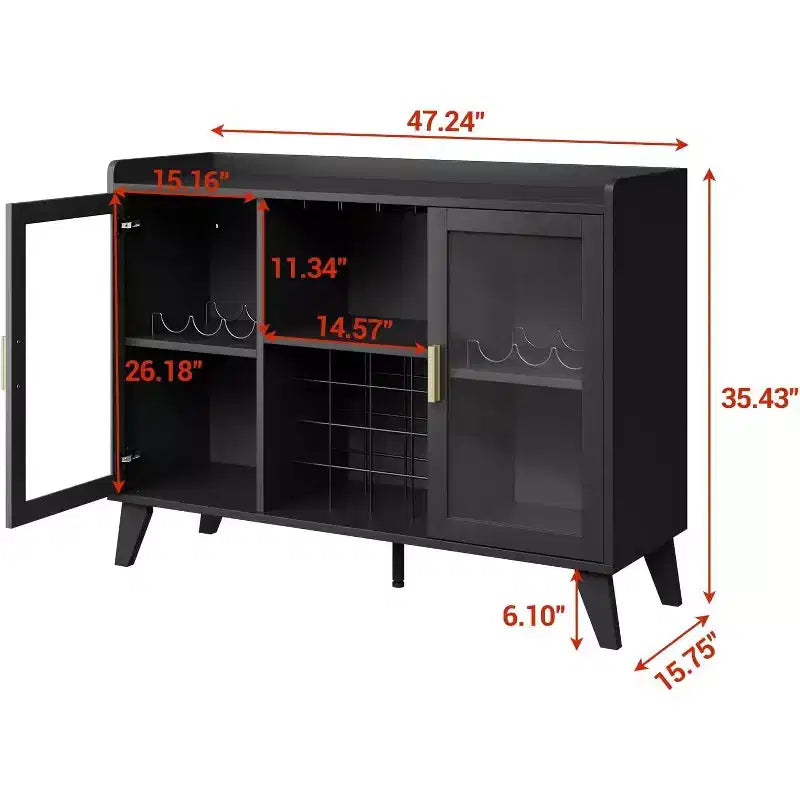Meuble Bar à Vin, Meuble de Rangement Autonome pour Bouteilles d'Alcool avec Étagères de Rangement