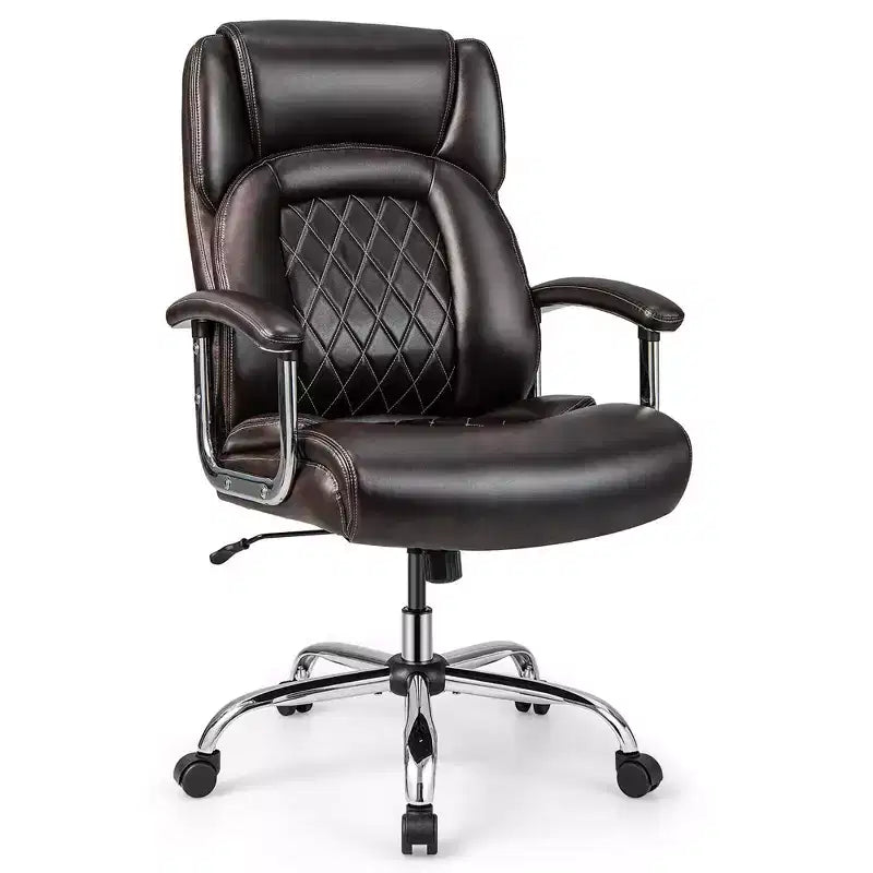 Costway 500LBS High Back Big & Tall Office Chair Adjustable Leather Task Chair Brown